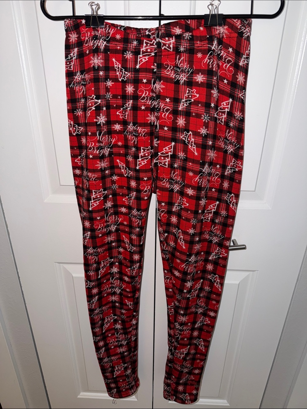 Just Cozy Red Plaid Holiday Fleece Lined Leggings